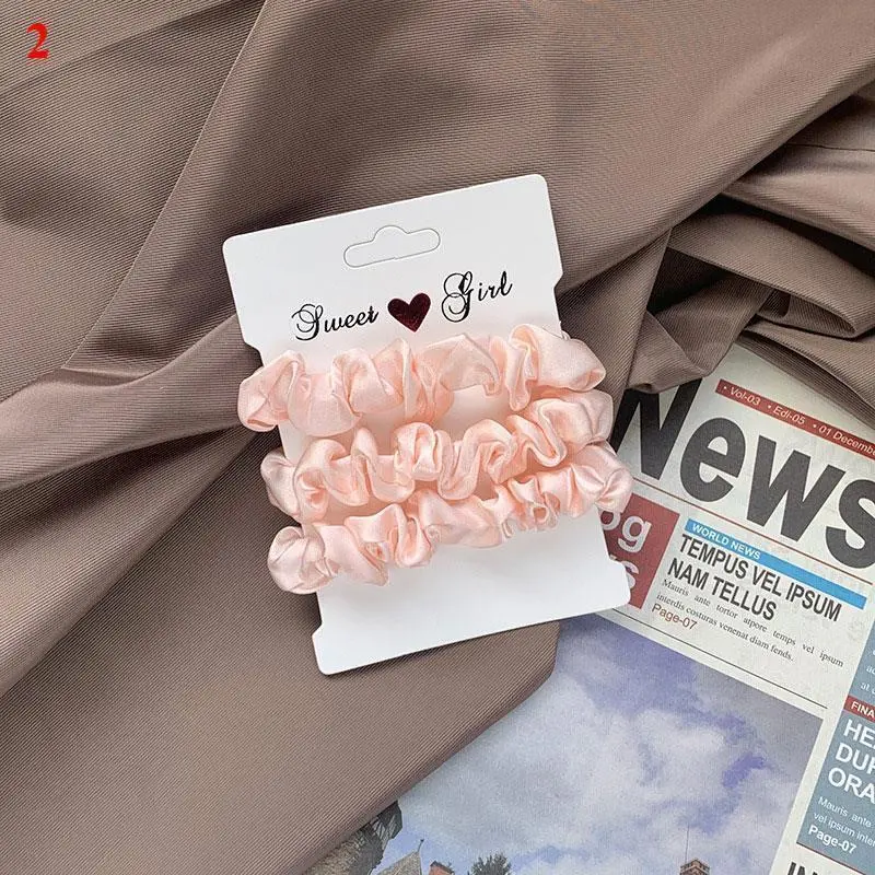 Women Silk Scrunchie Elastic Handmade Multicolor Hair Band Satin Silk Solid Ponytail Holder Headband Hair Ties Hair Accessories