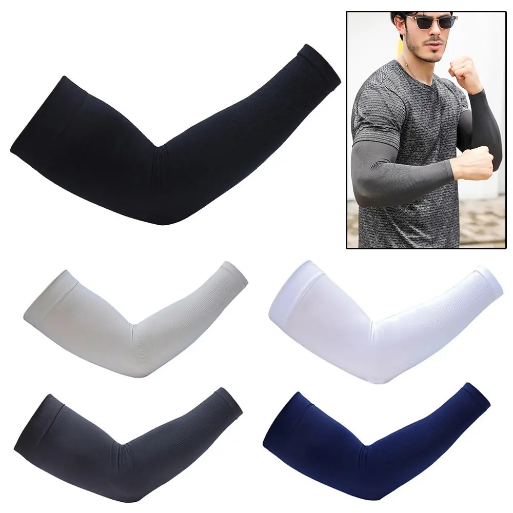 1 Pair Summer Sunscreen Sleeves Ice Silk Men's Plus Size Arm Protection UV Protection Gloves Arm Sleeves Quick Dry Arm Warmer
