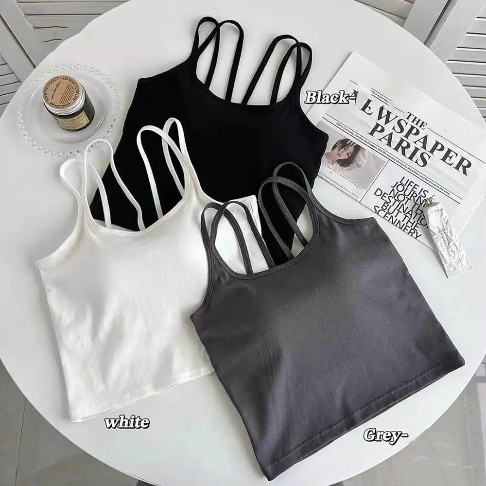 Sexy Solid Tank Tops With Chest Pads Harajuku Korean Female Off Shoulder Knitted Summer Women Tops Sleeveless Base T-shirt