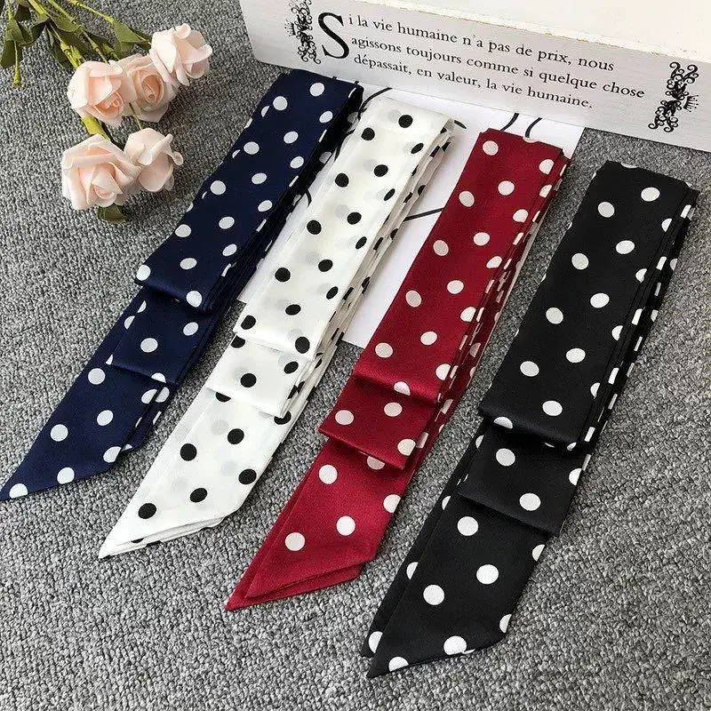 Ribbon Polka Dot Scarf Thin Long Scarves Elegant Satin Silk Narrow Hair Scarf Neckerchief Choker Streamer Small Shawls 5x200cm