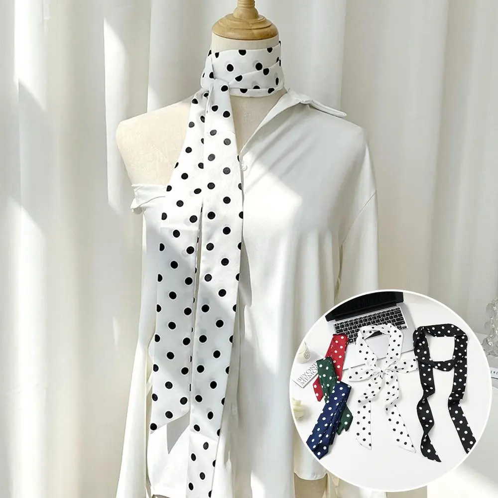 Ribbon Polka Dot Scarf Thin Long Scarves Elegant Satin Silk Narrow Hair Scarf Neckerchief Choker Streamer Small Shawls 5x200cm
