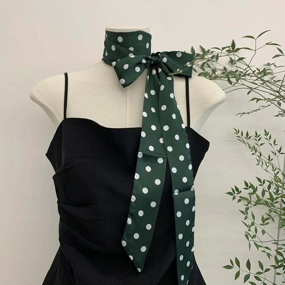 Ribbon Polka Dot Scarf Thin Long Scarves Elegant Satin Silk Narrow Hair Scarf Neckerchief Choker Streamer Small Shawls 5x200cm