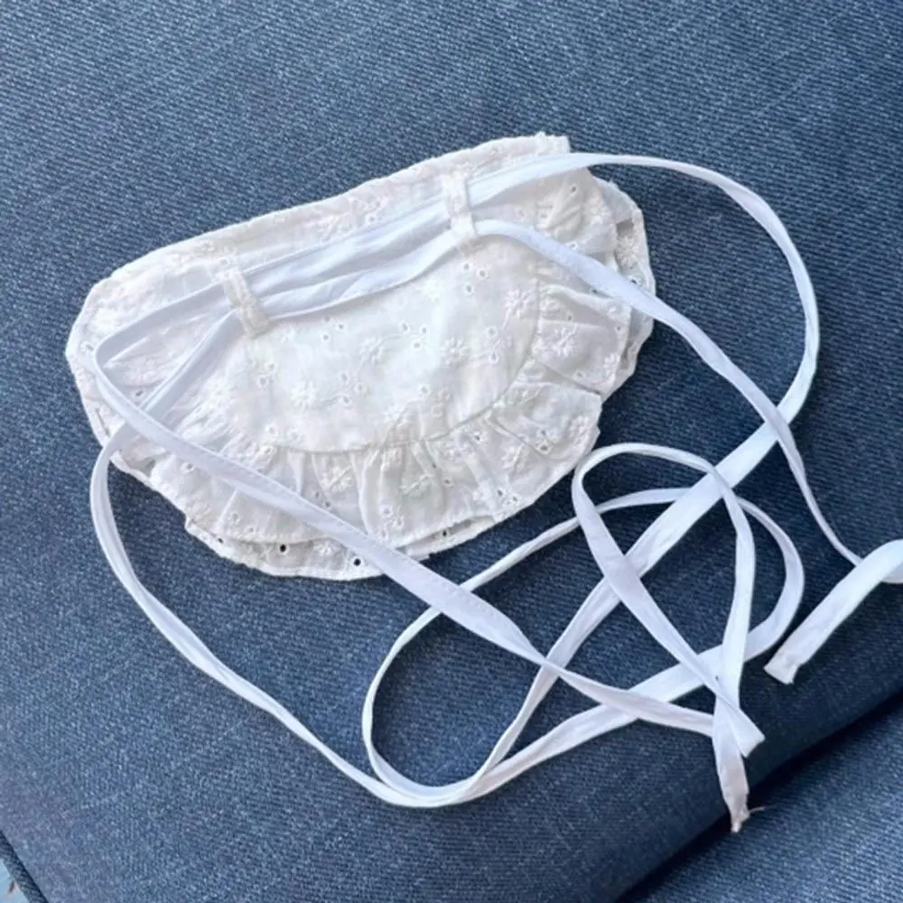 New Korean Lace Trim Bandage Handbags Women Trendy Waist Bags Sweet White Lace  Layered Fairy Bag Storage Bag Y2k Waist Packs