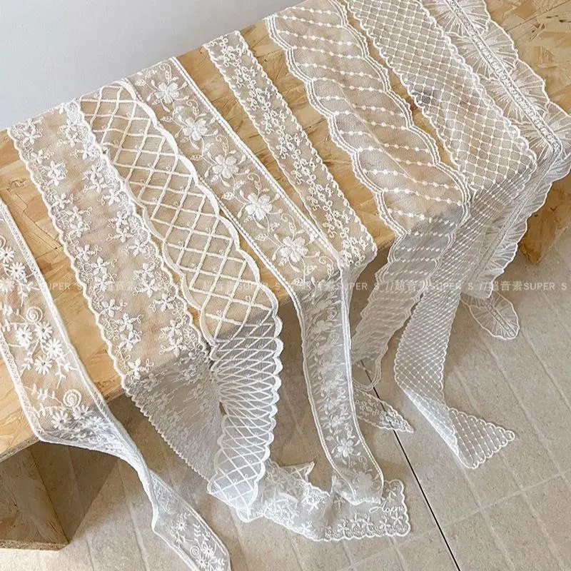 150/200cm Long Women Lace Floral Hair Scarf Elegant Embroidery Ribbon Scarves Lady Wrist Headbands Foulard Skinny Neckerchief