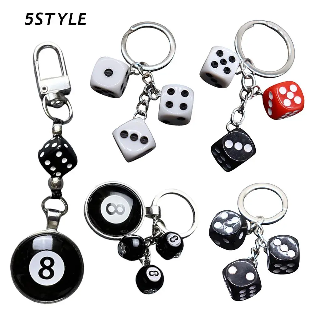 Fashion 8 Ball Lucky Dice Keychain Fashion Car Keyring Cute Bag Pendant Decoration Y2k Keychain Women Men Purse Accessories