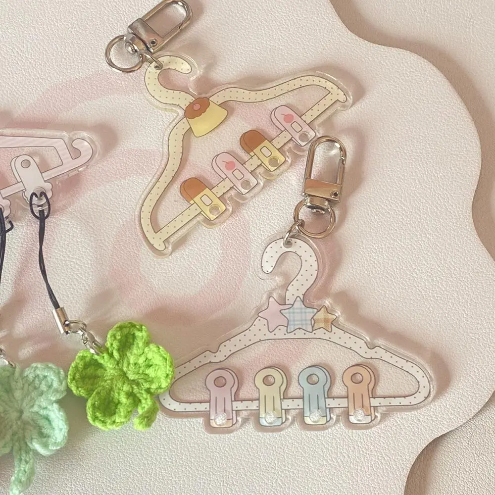 Acrylic Clothes Hanger Design Carabiner Keychain Backpack Pendant Bag Charms Korean Handbook Decor Creative Cartoon Keyring