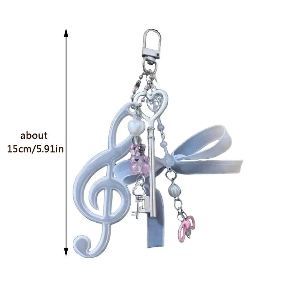 Creative Bowknot Keychain Music Note Pendant Y2K Resin Texture Suitable For Music Lovers And Cartoon Enthusiasts Present