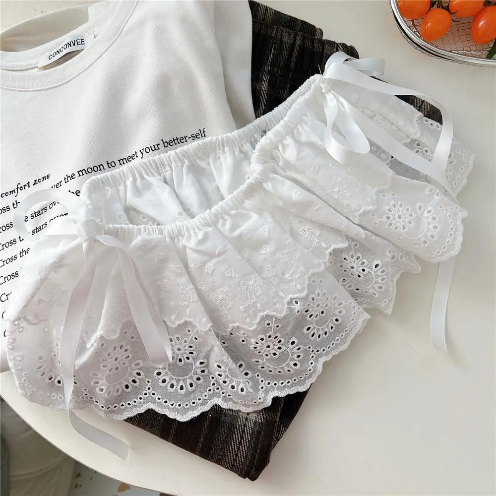New Women's Korean One-Piece Belted Overlap Lace Skirt Apron Spring Summer Y2K Lace Layered Gauze Skirt With Tie Up Short Skirt