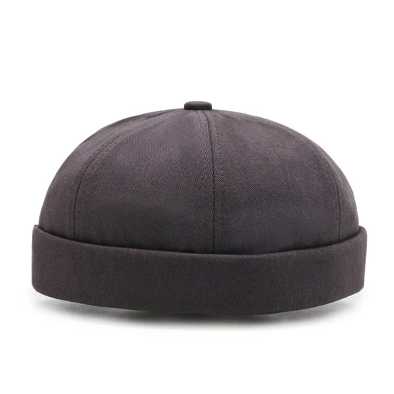 Vintage Summer Cotton Brimless Skullies Caps Men's Solid Color Street Portable Docker Hats Melon Skin Cap Beanie Hat Hip Hop Hat
