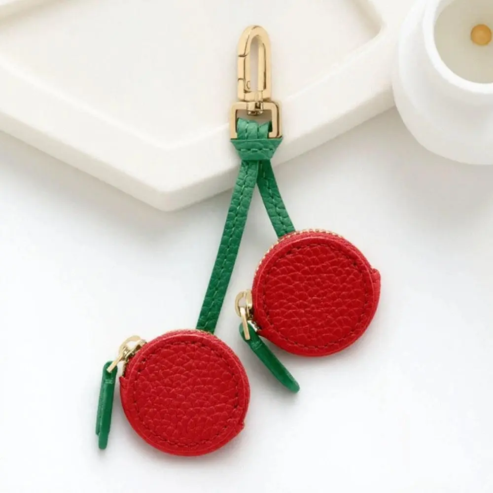 Fruit Shape Cherry Design Fruit Charm Coin Purse Blueberry Peach Cute Key Chain Mini Pouch Wallet Gift Bag Keychain Girl Women