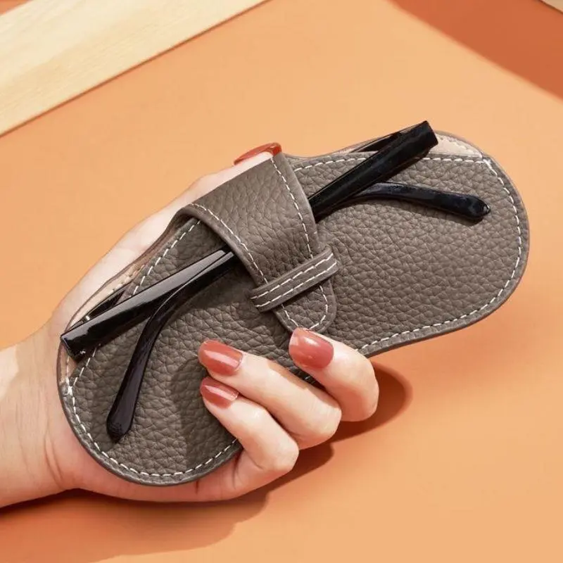 Trendy Leather Glasses Case Women Men Portable Sunglasses Box Fashion Soft Glasses Bag Solid Eyewear Protector Case Pouch