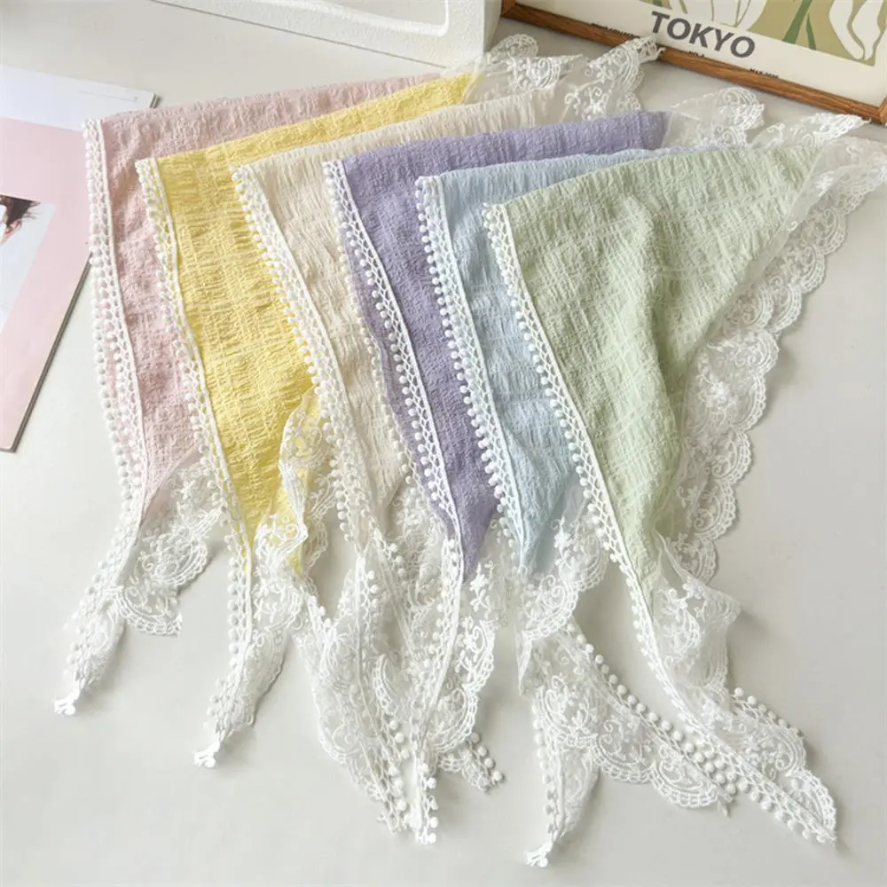 New Summer Lace Triangle Headscarf Woman Lace Hair Scarf Retro French Triangle Hair Band Sweet Turban Cap Sunscreen Headscarf