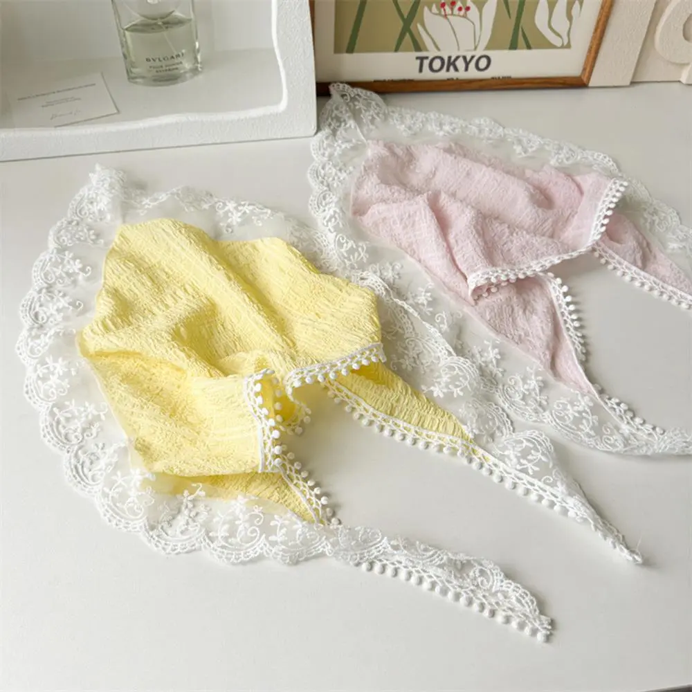 New Summer Lace Triangle Headscarf Woman Lace Hair Scarf Retro French Triangle Hair Band Sweet Turban Cap Sunscreen Headscarf