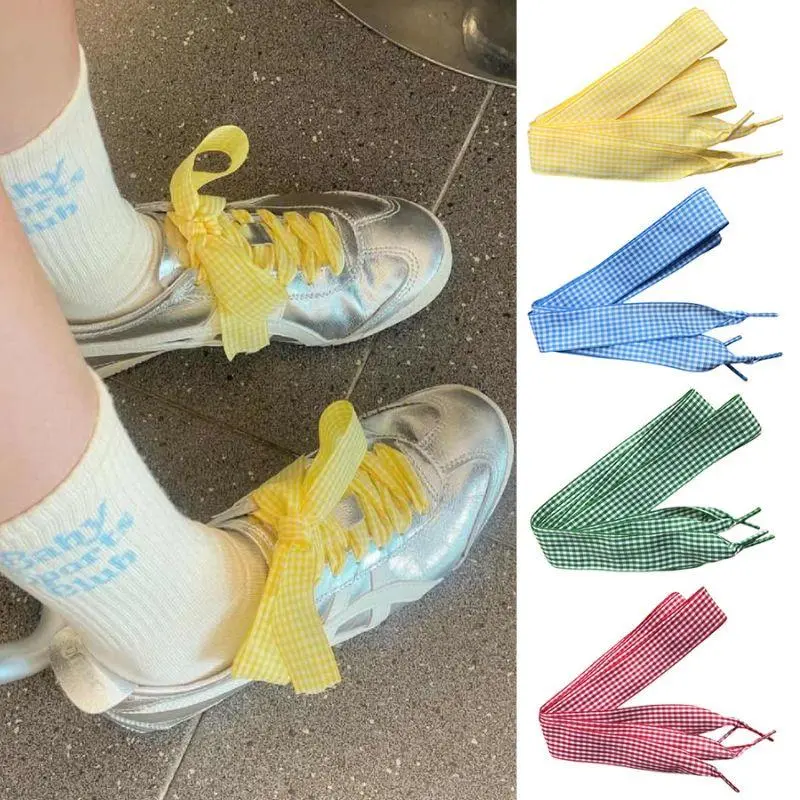 Lattice Shoelaces Combine Colorful Laces DIY Shoe Decoration Sports Casual Sneakers Shoes Laces Make Shoes Checkered Shoelaces