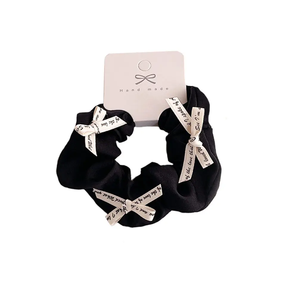 White Black Bow Hair Scrunchies Elastic Hair Bands Retro Mini Bow Ponytail Hair Band Hair Ring Sweet Hair Accessories