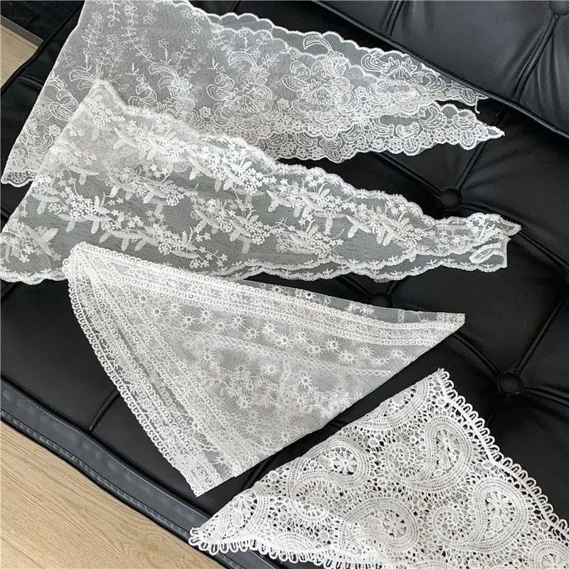 French Retro Floral Lace Hair Scarf Neck Scarf Embroidered Triangle Headscarf For Women Travel Photo Headband Fashion Bandanas