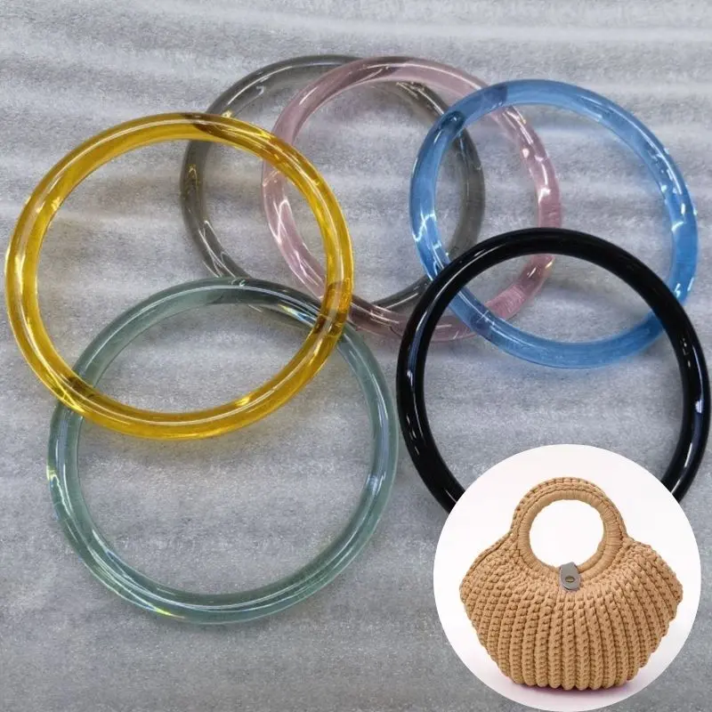 1PC Plastic Handle Round Handbag Handle DIY Solid Color Transparent Handles Make Bags Parts Replacement DIY Handbag Accessories