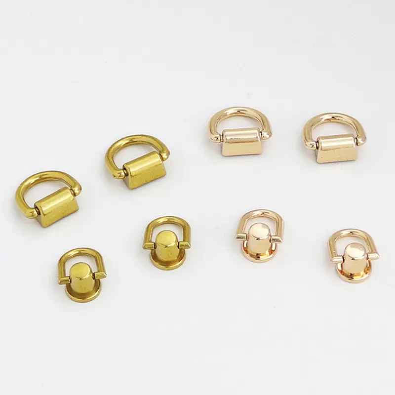 D Metal Ring Bag Strap Belt Hanger Bag Side Clip Buckles Bag Strap Handbag Chain D Rivet With Ring Screw Belt Hanger Bag Buckles