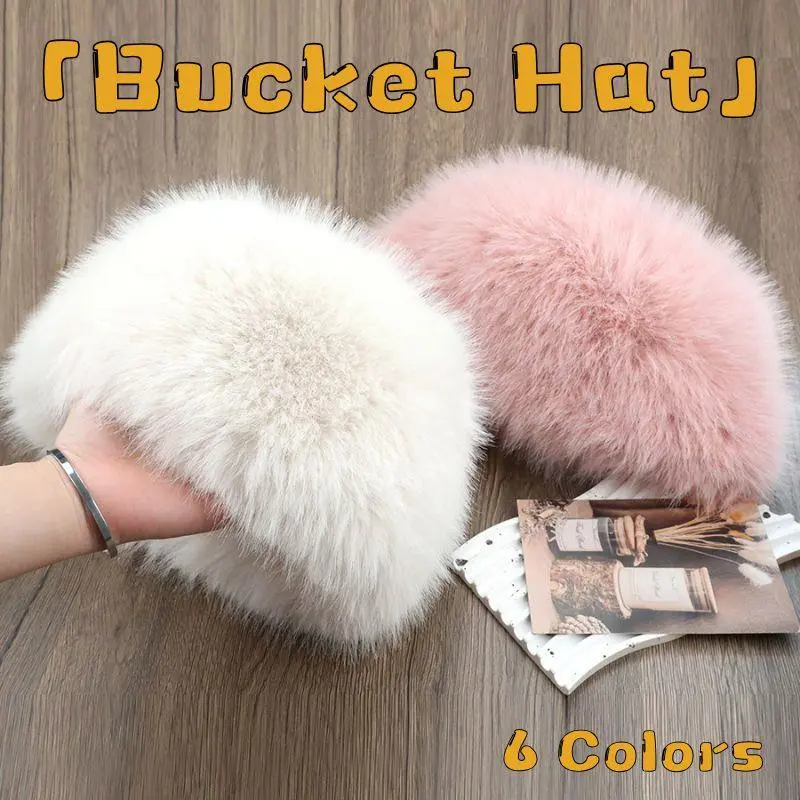 New Fluffy Fur Women's Winter Hat Winter Snow Ski Cap Female Faux Fur Thick Warm Windproof Hat Russian Hat Mink Fisherman's Hat