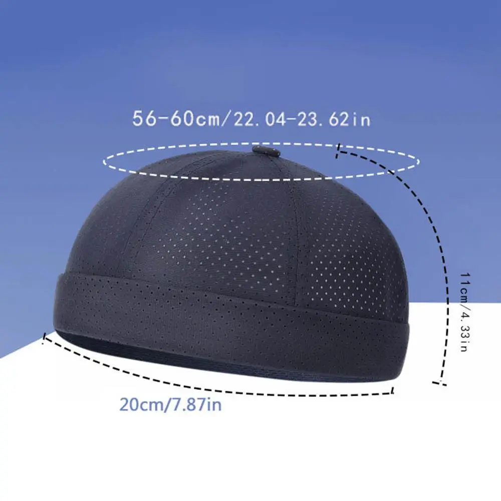 Summer Mens Docker Beanie Cap Outdoor Mesh Breathable Brimless Sailor Fisherman Quick Drying Hat Street Landlord Hat Skull Cap