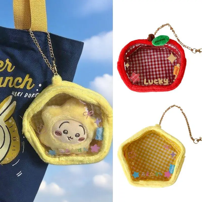 INS Korean Red Apple Bag Pendant Accessories Cute Fashion Transparent PVC Doll Storage Bag Student Backpack Pendant Girls Gifts