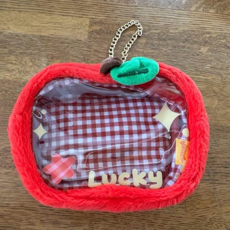 INS Korean Red Apple Bag Pendant Accessories Cute Fashion Transparent PVC Doll Storage Bag Student Backpack Pendant Girls Gifts