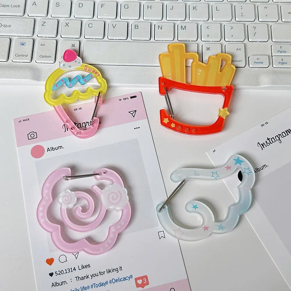 INS Umbrella Shape Acrylic Carabiner Mobile Phone Pendant Bag Charms Backpack Hanging Diy Accessories Hollow Buckle Keychain