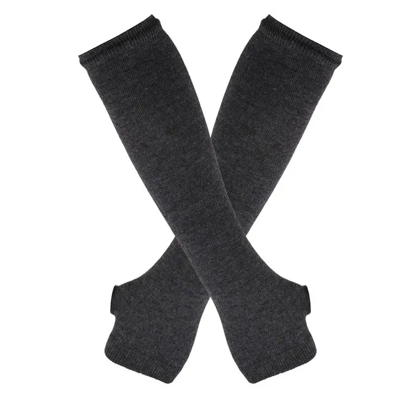 Striped Elbow Gloves Women Emo Gloves Y2k Winter Warm Long Sleeves Gloves Women Fingerless Stripe Hip-Hop Knitted Elbow Mittens