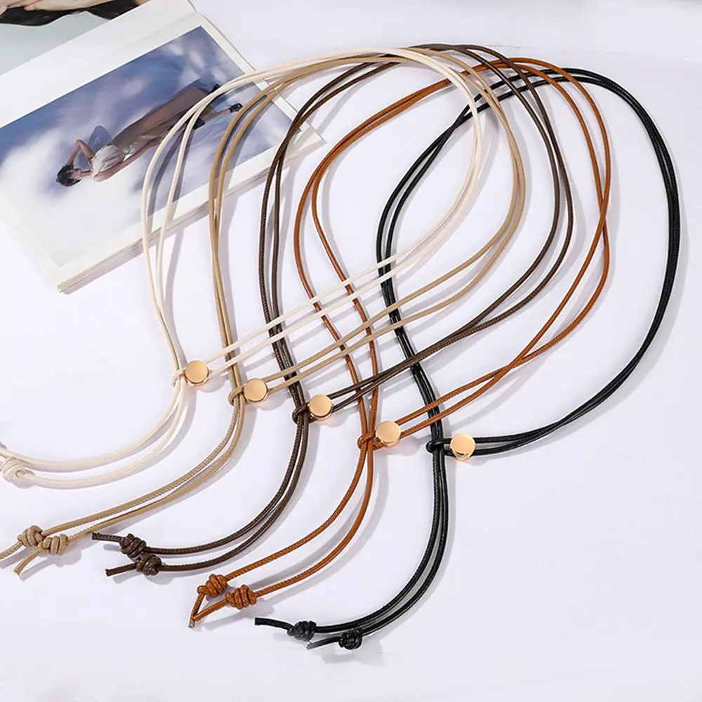 New Summer Fashion Decoration Simple Elegant Versatile Adjustable Long Soft Leather Rope Thin Belt For Women Daily Accessories