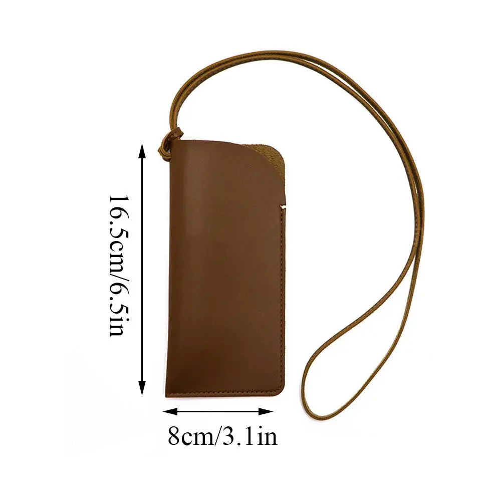 PU Leather Outdoor Glasses Storage Bag Hanging Neck Glasses Case Sunglasses Storage Clip Eyewear Bag Solid Color Glasses Case