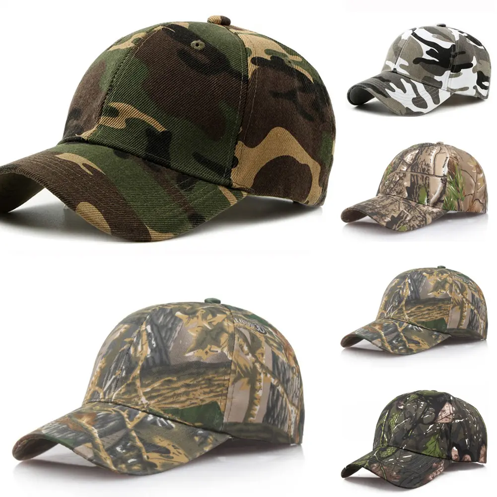 Unisex Camo Baseball Cap Camouflage Military Hat Adjustable Outdoor Sunscreen Quick-Drying Cap UV Protection Camping Hunting Hat