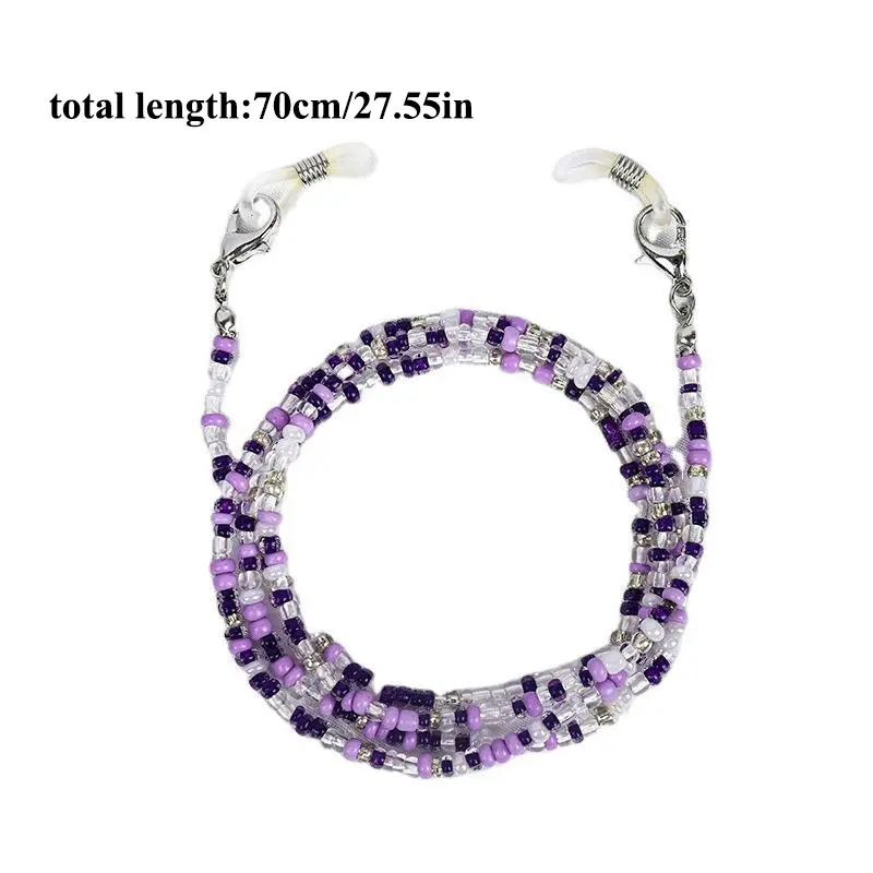Bohemian Colored Glasses Chains Mask Strap Beaded Women Face Mask Lanyard Anti Slip Women's Neck Chain for Eyeglass Sunglasses