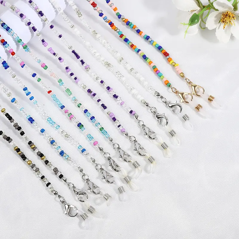Bohemian Colored Glasses Chains Mask Strap Beaded Women Face Mask Lanyard Anti Slip Women's Neck Chain for Eyeglass Sunglasses