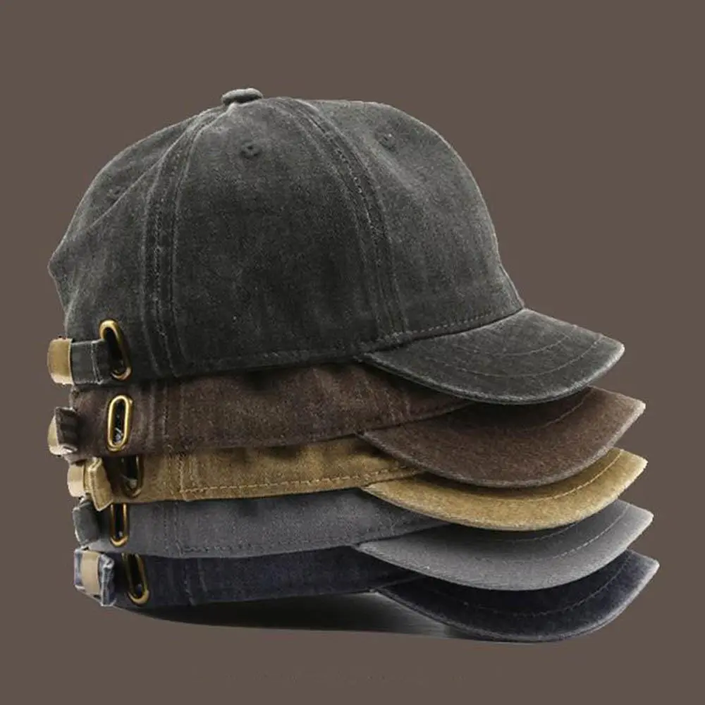Retro Short Brim Baseball Caps For Man Women Solid Color Adjustable Outdoor Sun Visor Hats Cotton Streetwear Hip Hop Hats Gorras