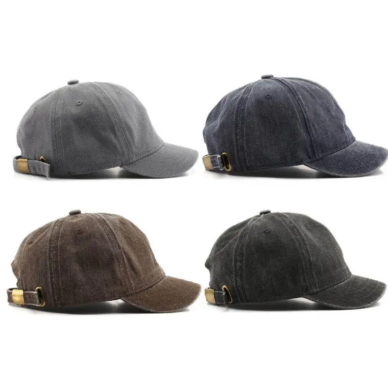 Retro Short Brim Baseball Caps For Man Women Solid Color Adjustable Outdoor Sun Visor Hats Cotton Streetwear Hip Hop Hats Gorras