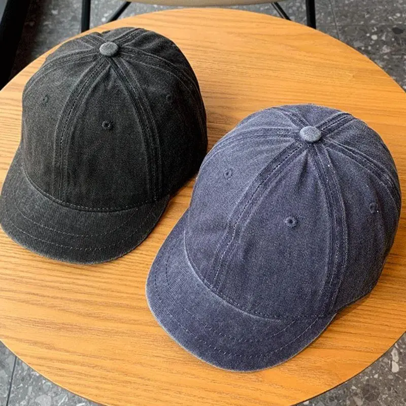 Retro Short Brim Baseball Caps For Man Women Solid Color Adjustable Outdoor Sun Visor Hats Cotton Streetwear Hip Hop Hats Gorras
