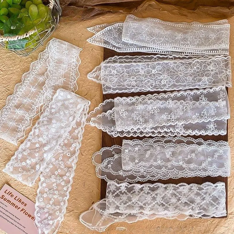 90s Y2k Lace Narrow Long Scarf Floral Embroidery Ribbon Necklace For Women Girls Lace Choker Party Evening Dress Scarf Decor