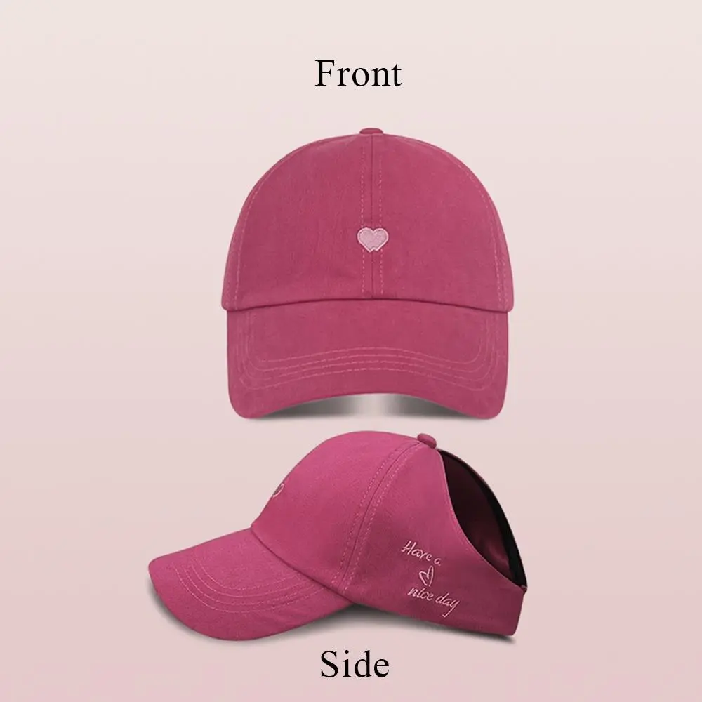 Hot Fashion Love Heart Baby Girl Baseball Caps Pink Children Sun Hat High Ponytail Kids Boy Adjustable Outdoor Travel Caps