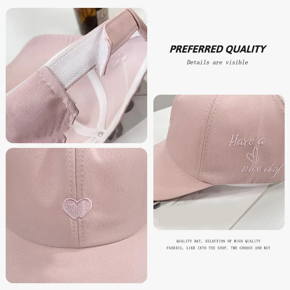 Hot Fashion Love Heart Baby Girl Baseball Caps Pink Children Sun Hat High Ponytail Kids Boy Adjustable Outdoor Travel Caps