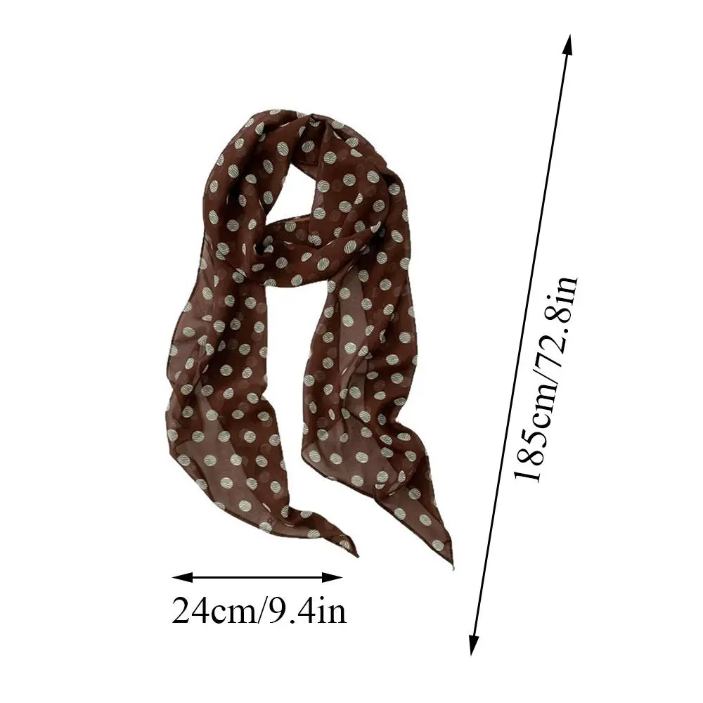 2025 Trendy Women Summer Black Brown Polka Dot Scarf Neck Scarf Spring Fashion Hair Band Neck Protection Small Scarf shawl