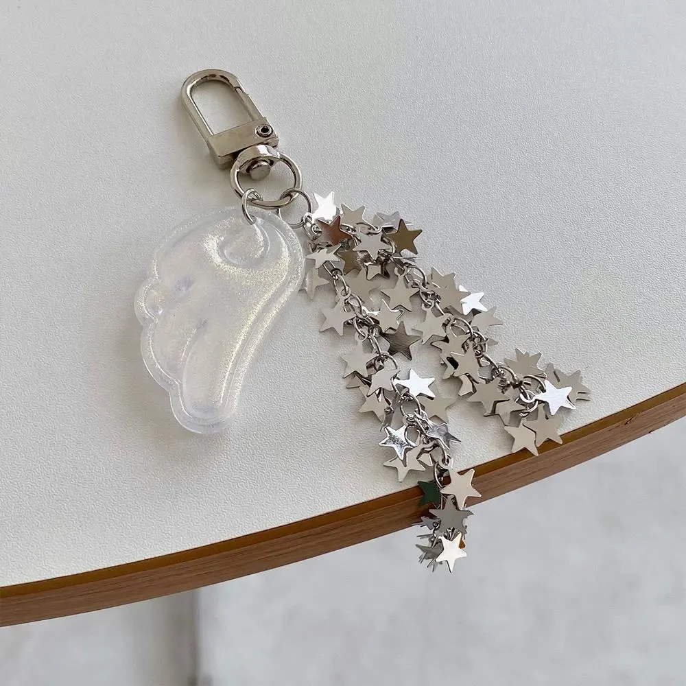 Y2K Wings Stars Bead Bow Lanyard Door Buckle Mobile Phone Strap Key Chain Pendant Key Chain Five-Pointed Star Key Chain