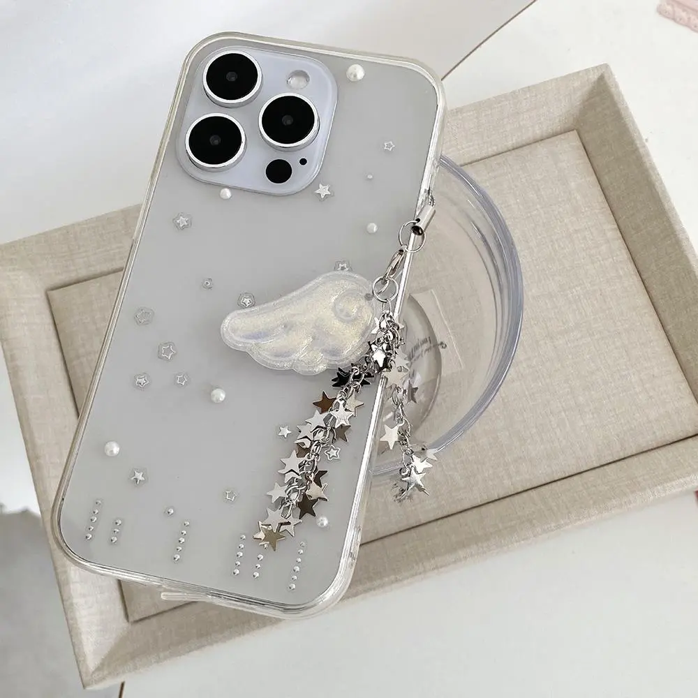 Y2K Wings Stars Bead Bow Lanyard Door Buckle Mobile Phone Strap Key Chain Pendant Key Chain Five-Pointed Star Key Chain