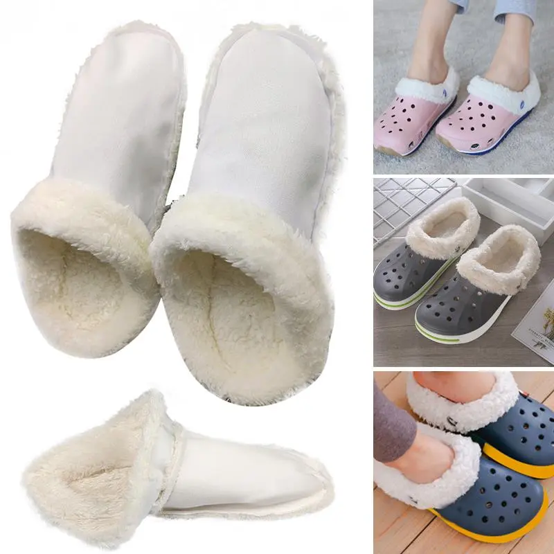 1 Pair Thickened Winter Warm Plush Insoles Shoe Charm For Cros Hole Shoes Plush Liner Soft Shoes Cover Shoes Accessories