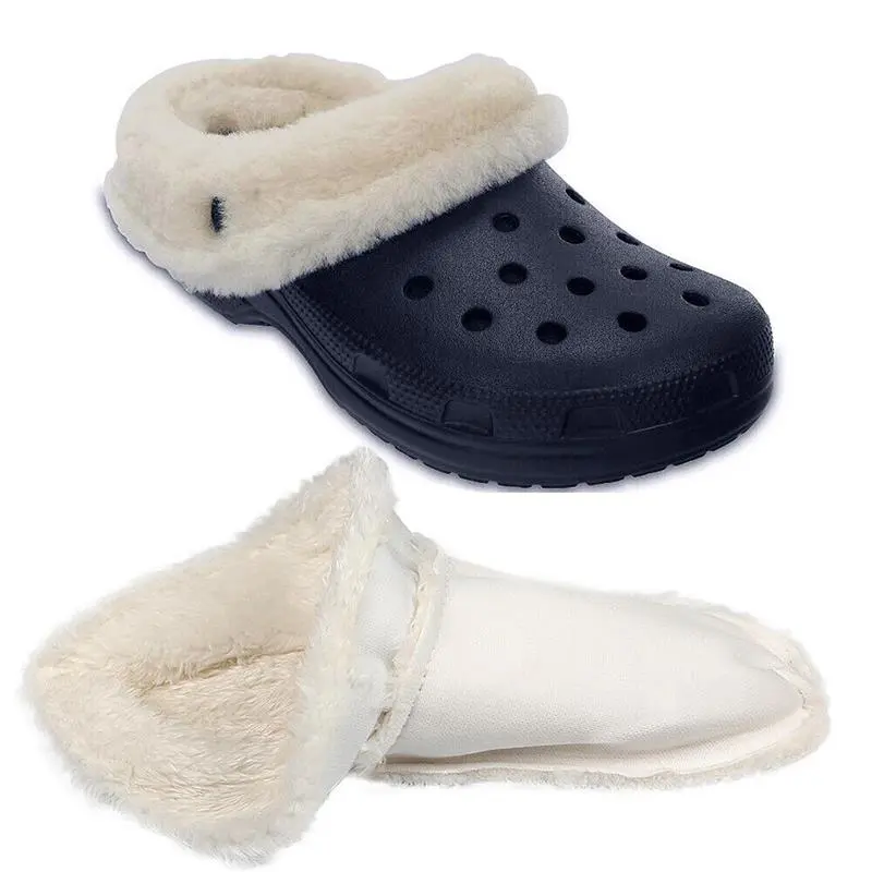 1 Pair Thickened Winter Warm Plush Insoles Shoe Charm For Cros Hole Shoes Plush Liner Soft Shoes Cover Shoes Accessories