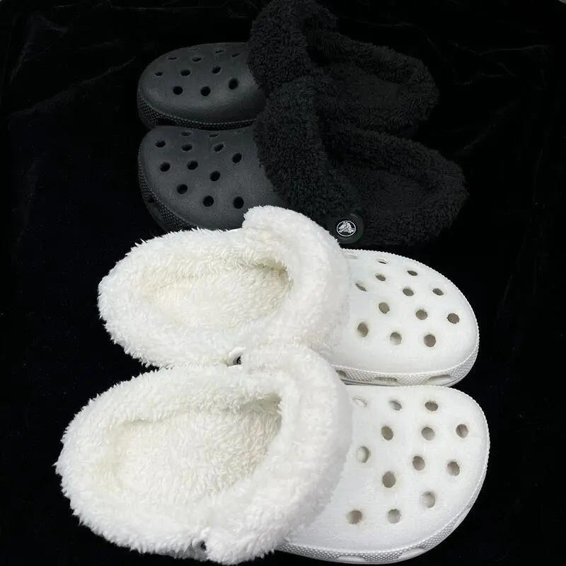 1 Pair Thickened Winter Warm Plush Insoles Shoe Charm For Cros Hole Shoes Plush Liner Soft Shoes Cover Shoes Accessories