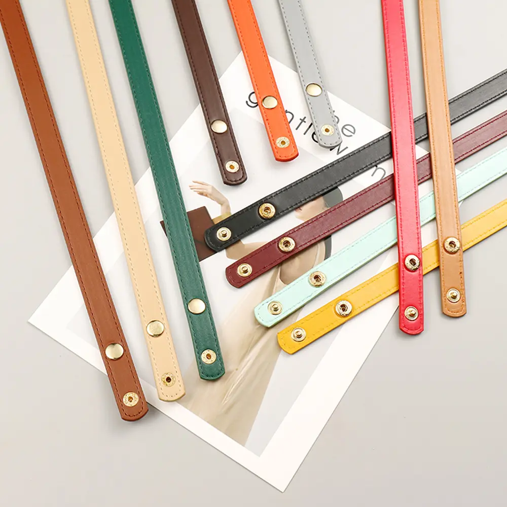 1Pcs 60cm Pu Leather Bag Strap With Snap 1.8cm Wide Women Shoulder Bag Strap Bag Accessories Bag Handles DIY Replacement Handle