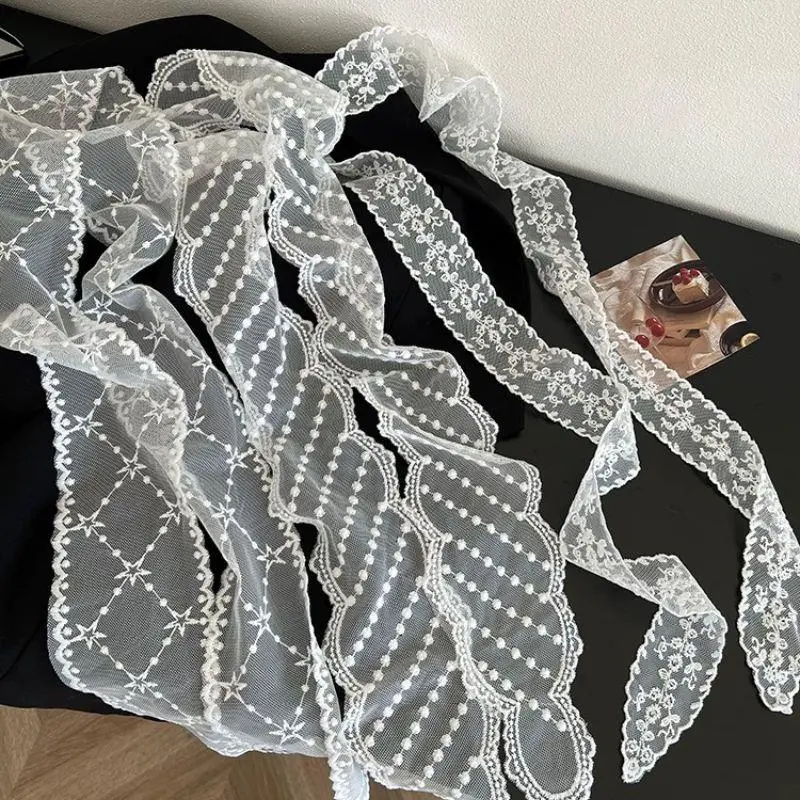 HOT Lace Floral Hair Scarf Long Skinny Ribbon Headscarf Strip Scarves Travel Photo Neck Scarf Crochet Headband Small Scarves
