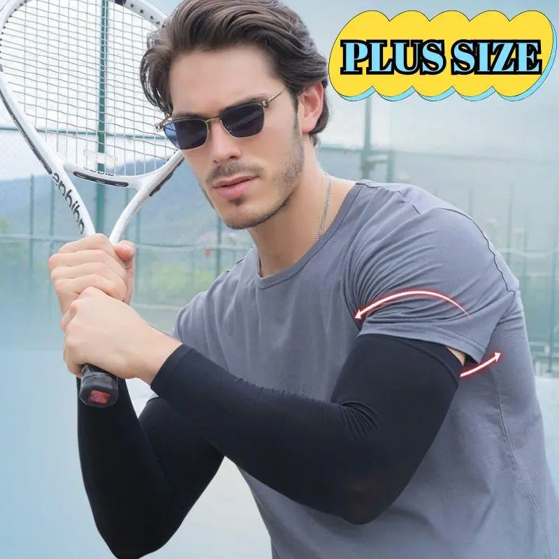 1 Pair Summer Sunscreen Sleeves Ice Silk Men's Plus Size Arm Protection UV Protection Gloves Arm Sleeves Quick Dry Arm Warmer
