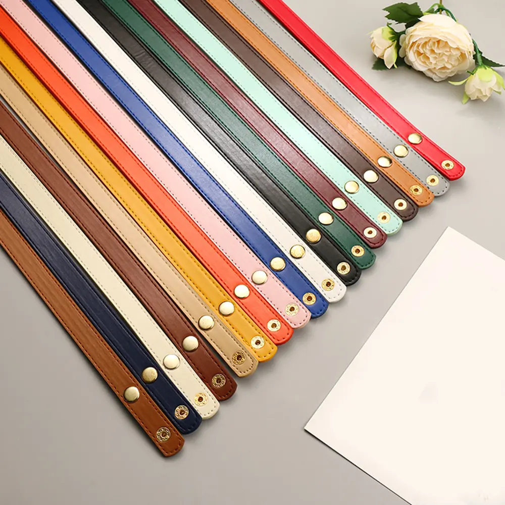 1Pcs 60cm Pu Leather Bag Strap With Snap 1.8cm Wide Women Shoulder Bag Strap Bag Accessories Bag Handles DIY Replacement Handle