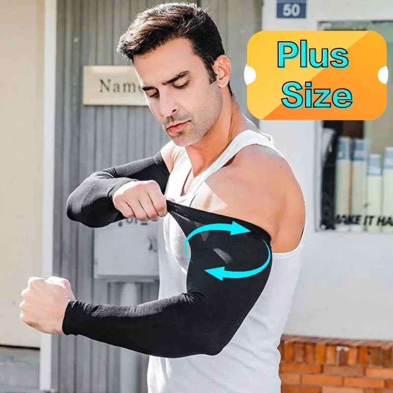1 Pair Summer Sunscreen Sleeves Ice Silk Men's Plus Size Arm Protection UV Protection Gloves Arm Sleeves Quick Dry Arm Warmer